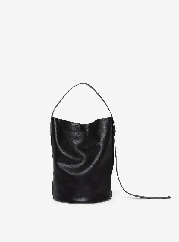 Women's leather bucket bag with a hand - painted floral design for a unique touchAB 91.1 Bucket Bag Black