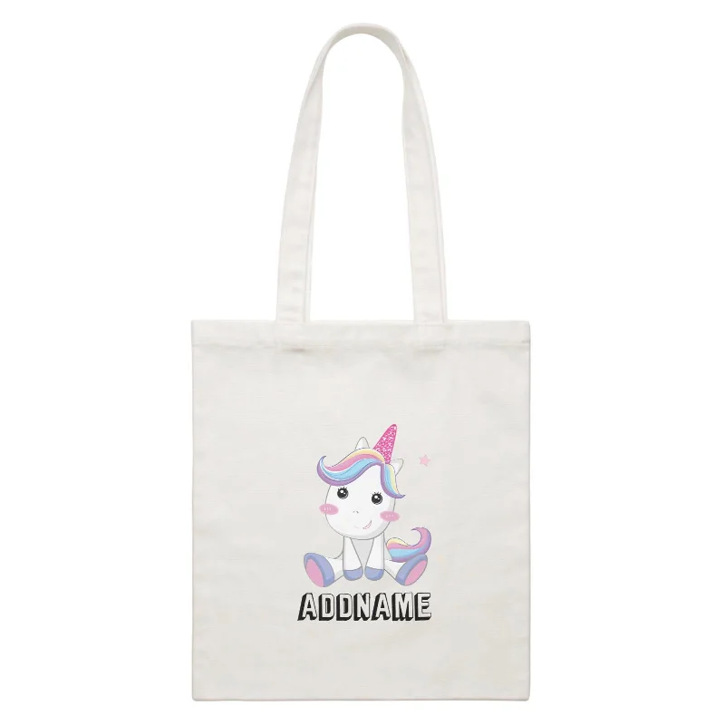 Canvas camera bag with a padded interior and adjustable dividersBirthday Unicorn Cute Looking Addname White Canvas Bag