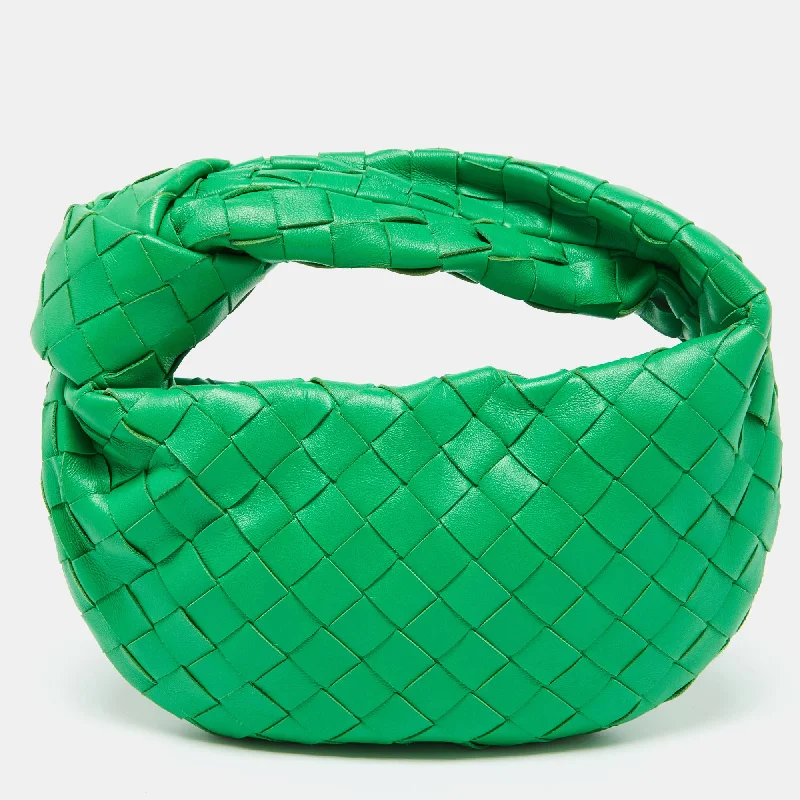 Vegan leather hobo bag for eco - conscious consumersBottega Veneta Green Leather Mini Jodie Hobo