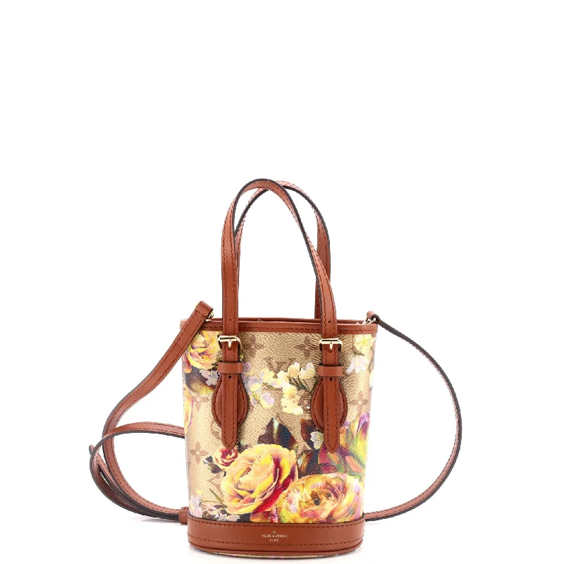 Bucket bag with a hidden anti - theft pocket for securityBucket Bag Limited Edition Garden Monogram Canvas Nano