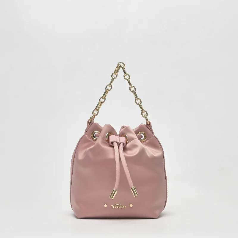 Color - blocked bucket bag with bold and bright hues for a statement pieceChain-Handle Satin Bucket Bag - TLHB0911NN3BK3