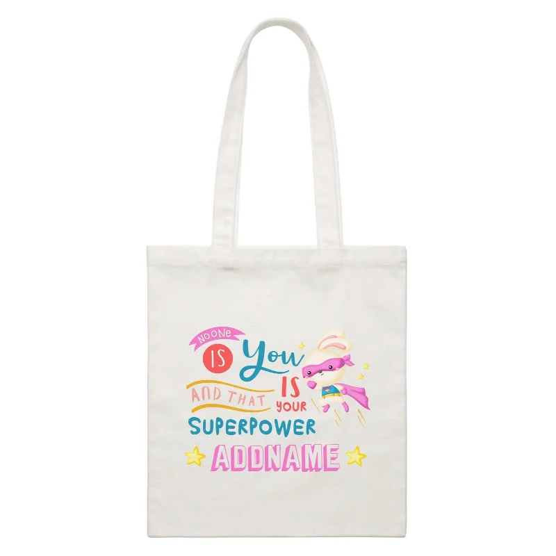 Canvas gift bag with a tissue paper insert and a ribbon handleChildren's Day Gift Series No One Is You And That Is Your Superpower Pink Addname  Canvas Bag