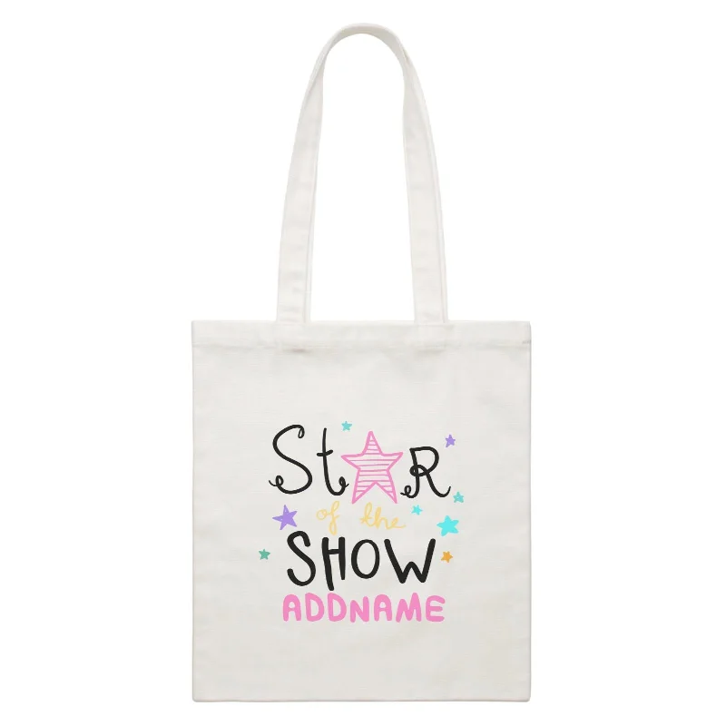 Canvas laundry bag with a drawstring top and a large openingChildren's Day Gift Series Star Of The Show Pink Addname  Canvas Bag