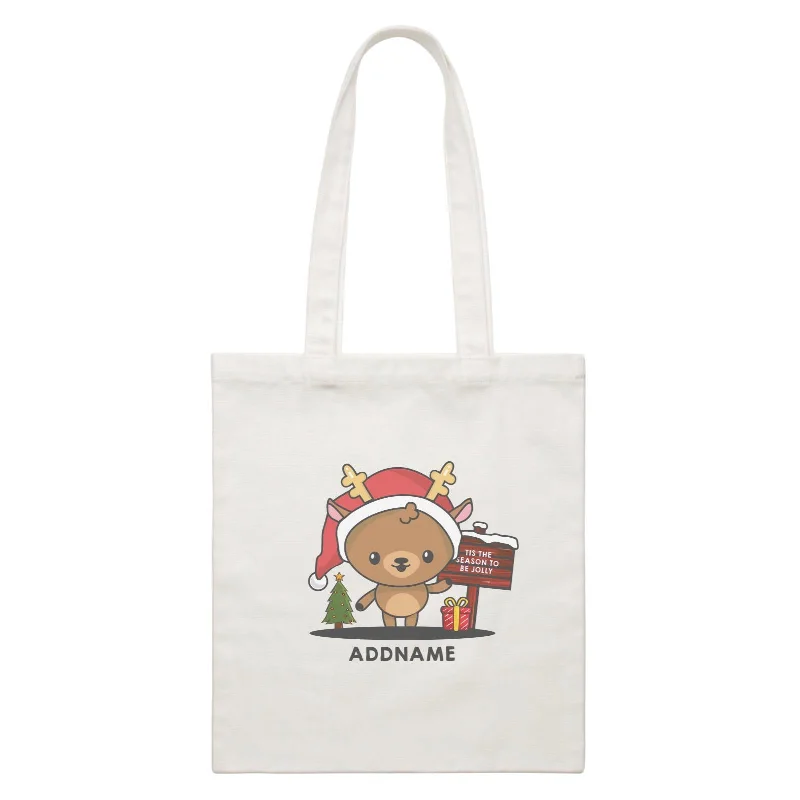 Canvas sports bag with a ventilated shoe compartment and a large main pocketChristmas Cute Jolly Series Deer Addname Canvas Bag