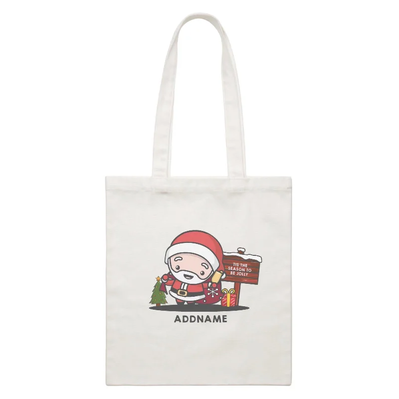 Canvas picnic bag with a set of plates and utensils includedChristmas Cute Jolly Series Santa Addname Canvas Bag