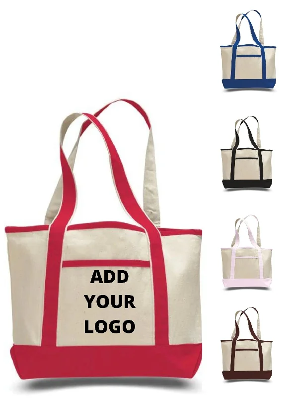 Canvas laptop bag with a padded sleeve and a zip - around closureCustom Small Deluxe Shopping Canvas Tote Bags