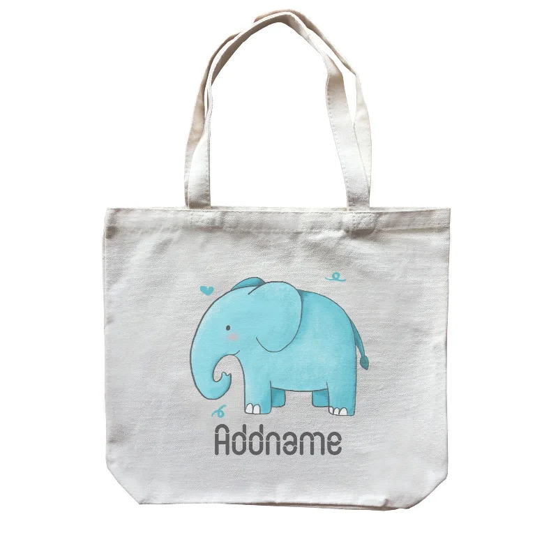 Canvas backpack with a padded back and adjustable straps for comfortable carryingCute Hand Drawn Style Elephant Addname Canvas Bag