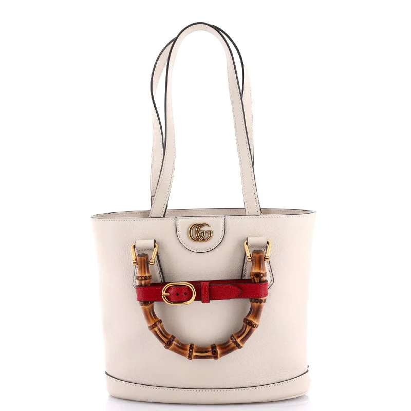 Metallic bucket bag with a shiny finish for evening eventsDiana Convertible Bucket Bag Leather Small