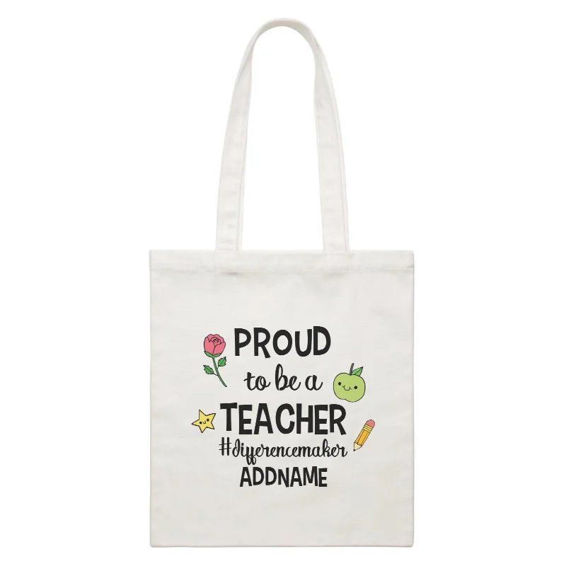 Canvas camera bag with a padded interior and adjustable dividersDoodle Series - Proud To Be A Teacher #differencemaker White Canvas Bag