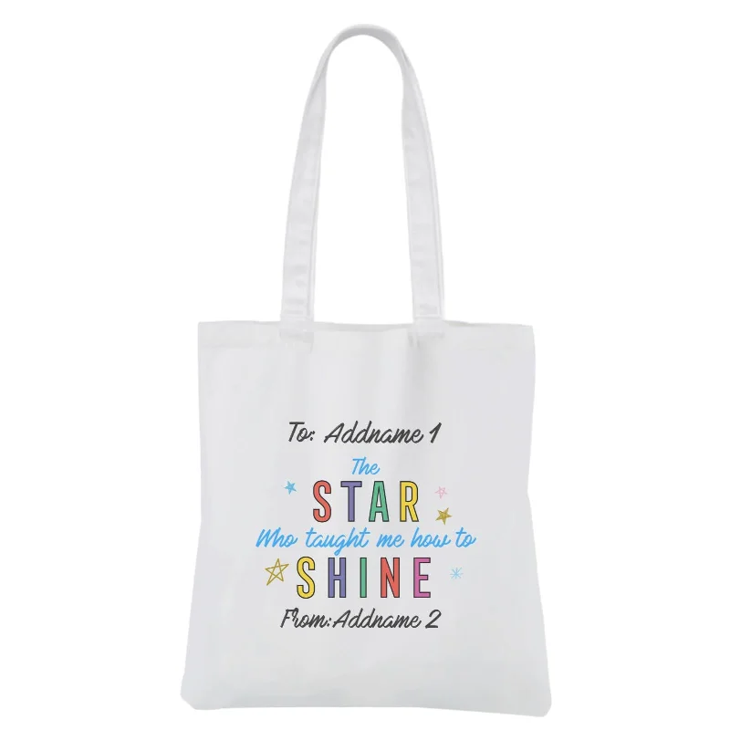 Canvas wine tote with a foam insert to protect bottlesDoodle Series - The Star Who Taught Me How To Shine White Canvas Bag