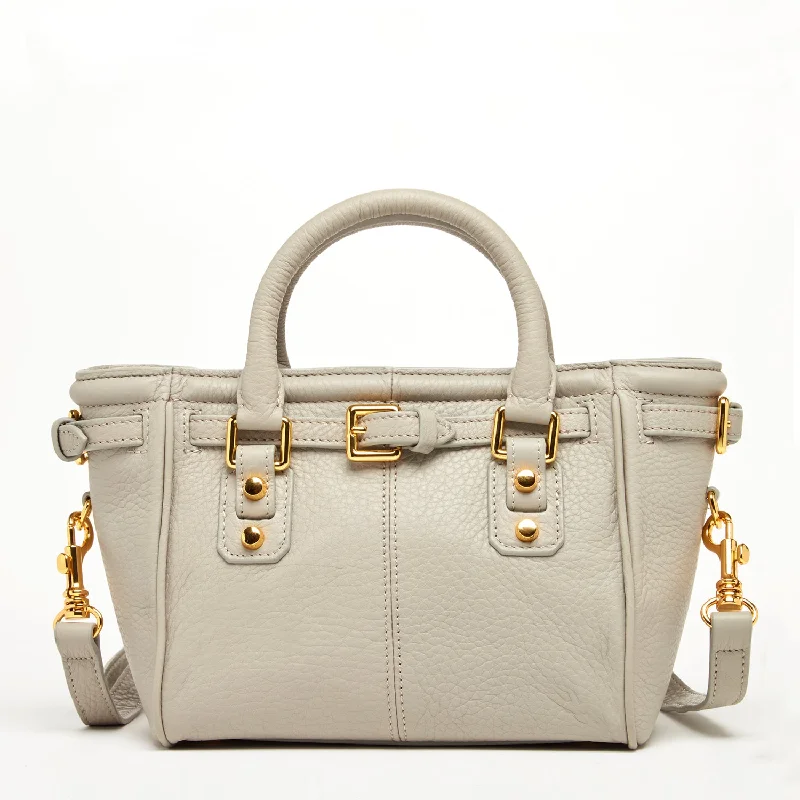 Canvas bucket bag with a striped pattern for a nautical - inspired lookEmma Leather Satchel Bag Grayish Beige