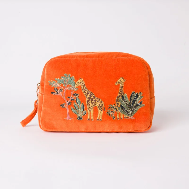 Makeup bag with a detachable pouch for easy sorting of itemsGiraffes Makeup Bag