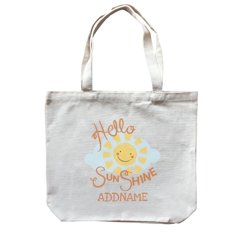 Canvas gift bag with a tissue paper insert and a ribbon handleHello Sunshine Addname Canvas Bag