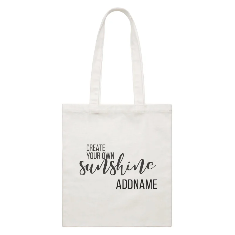 Canvas laundry bag with a drawstring top and a large openingInspiration Quotes Create Your Own Sunshine Addname White Canvas Bag