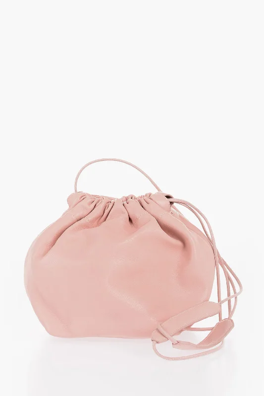 Metallic bucket bag with a shiny finish for evening eventsJil Sander Leather Bucket Bag With Drawstring