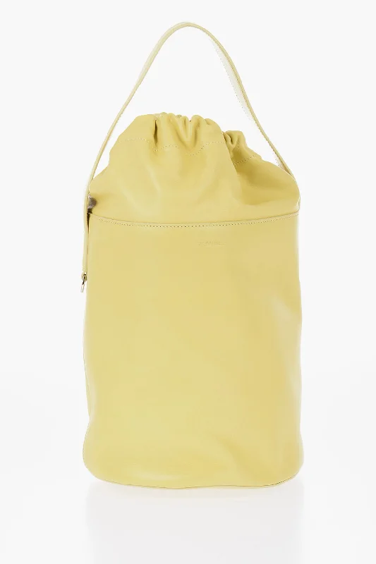 Vintage - style bucket bag with a brass clasp and leather strapsJil Sander Leather Bucket Bag With Removable Shoulder Strap