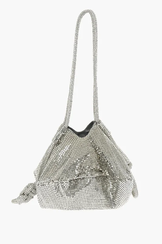 Bucket bag with a hidden anti - theft pocket for securityKara Holographic Effect Bucket Bag With Rhinestones Embellished H