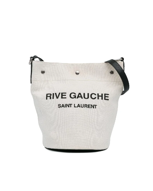 Bucket bag with a hidden anti - theft pocket for securityCanvas Bucket Bag with Flat Shoulder Strap