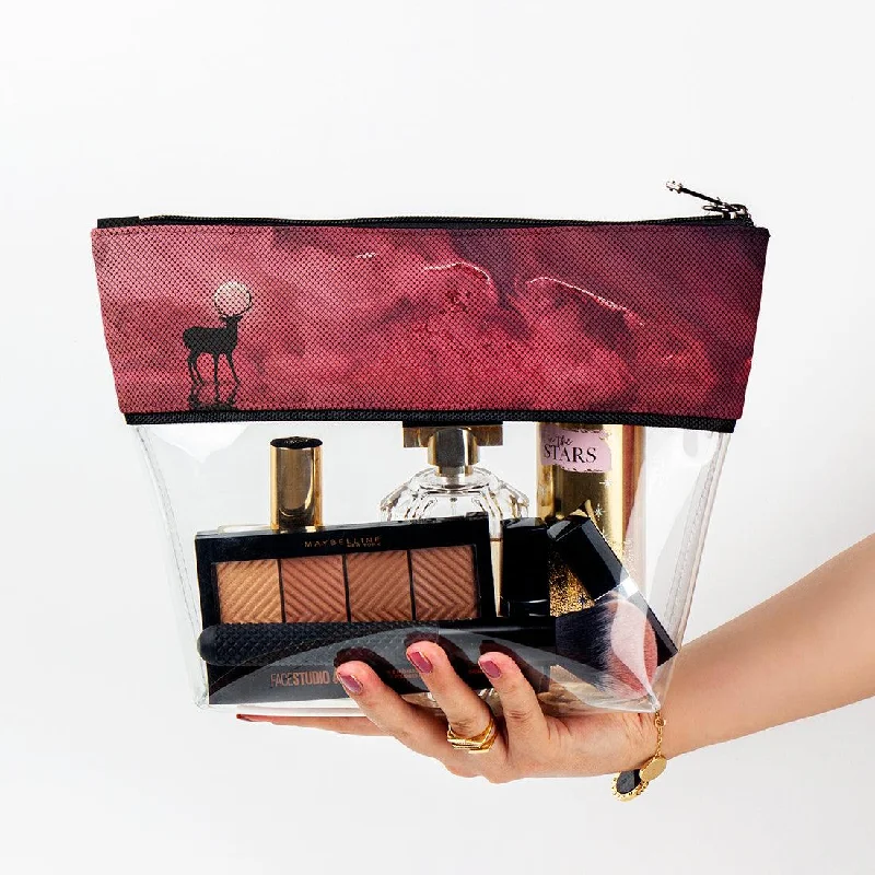 Laser-cut leather makeup bag with an intricate geometric patternlimpid Makeup Case Deer Moon