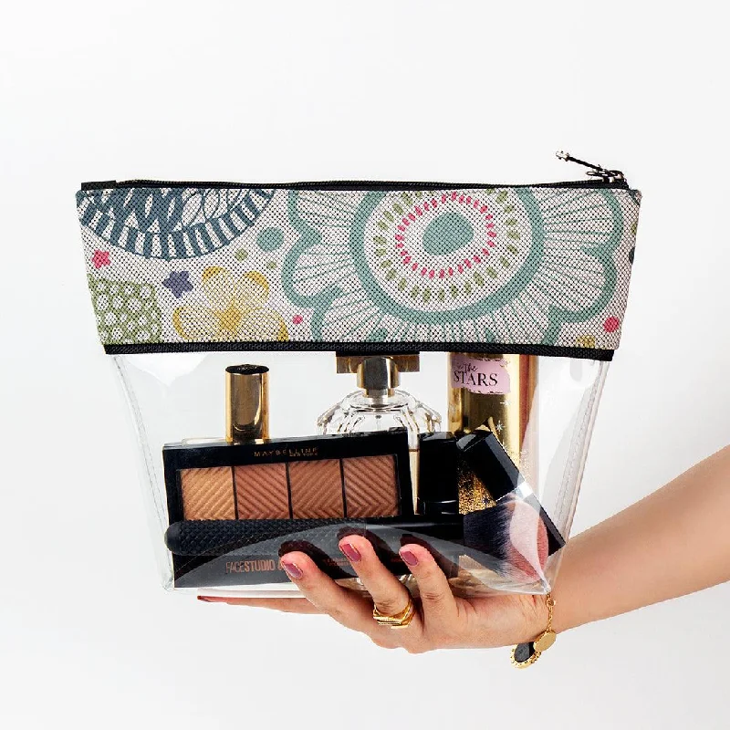 Laser-cut leather makeup bag with an intricate geometric patternlimpid Makeup Case Summer Mess