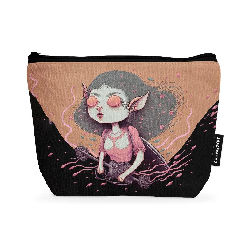 Faux fur makeup bag with a fluffy exterior for a winter aestheticMakeup Pouch Alien Girl