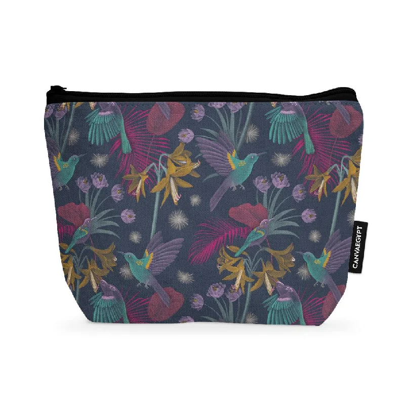 Makeup bag with a detachable pouch for easy sorting of itemsMakeup Pouch Birds Pattern