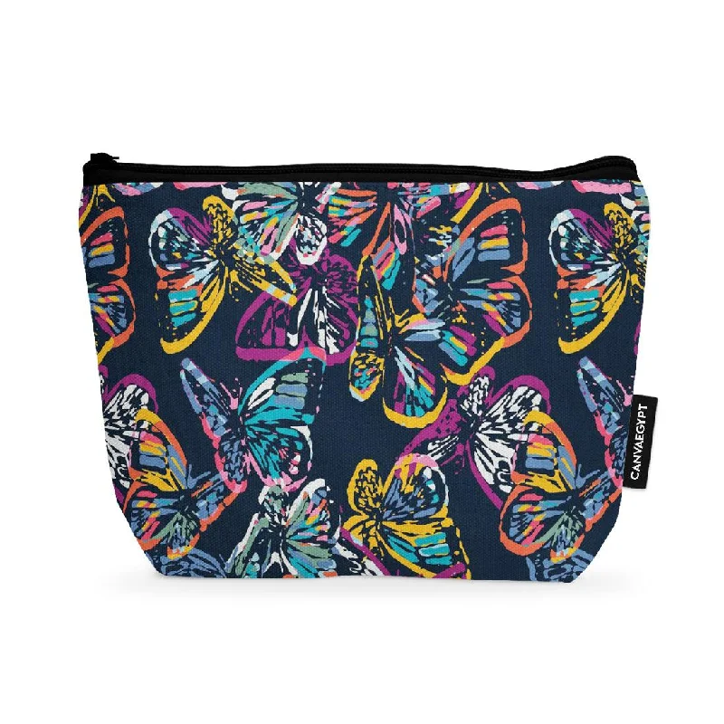 Makeup bag with a large mirror and elasticized pockets for organizationMakeup Pouch Butterfly