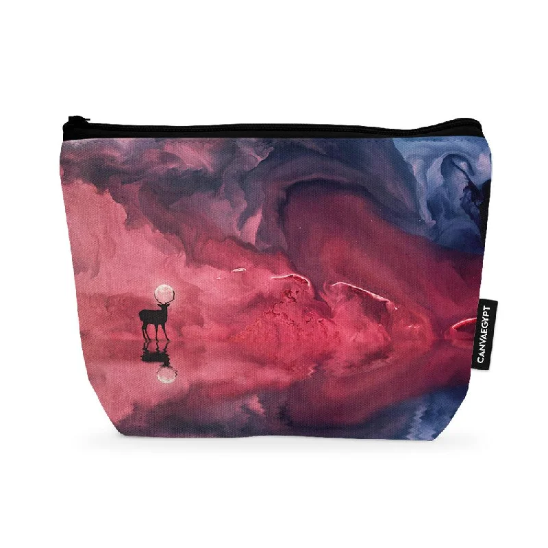 Studded makeup bag with a punk-rock edgeMakeup Pouch Deer Moon Abstract