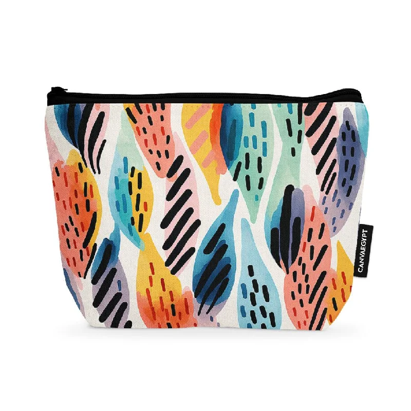 Color-blocked makeup bag with bold primary colors for a trendy styleMakeup Pouch Drawen Leafs