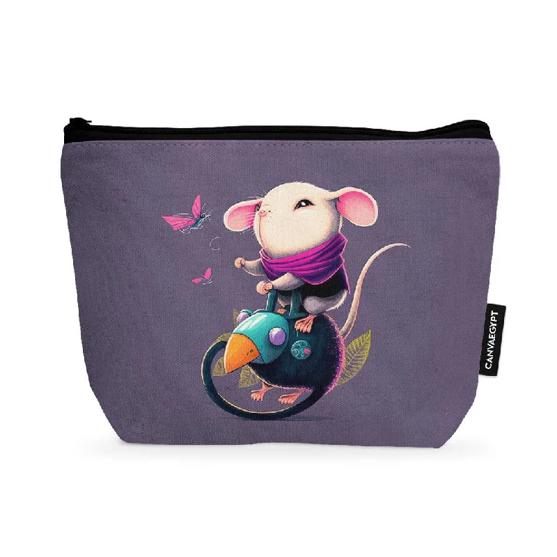 Makeup bag with a detachable pouch for easy sorting of itemsMakeup Pouch Happy Gerbil