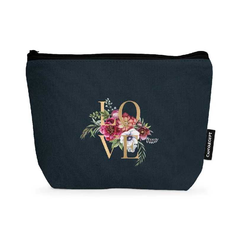 Embroidered makeup bag with colorful beads and sequins for a unique designMakeup Pouch Love