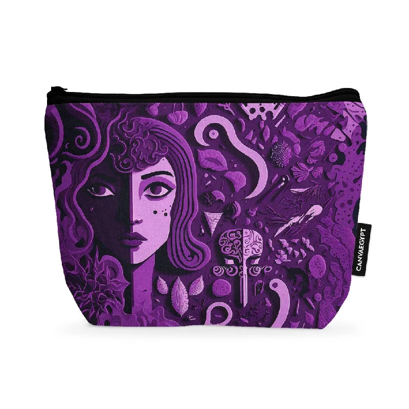 Metallic makeup bag with a shiny finish for evening useMakeup Pouch Mind Control