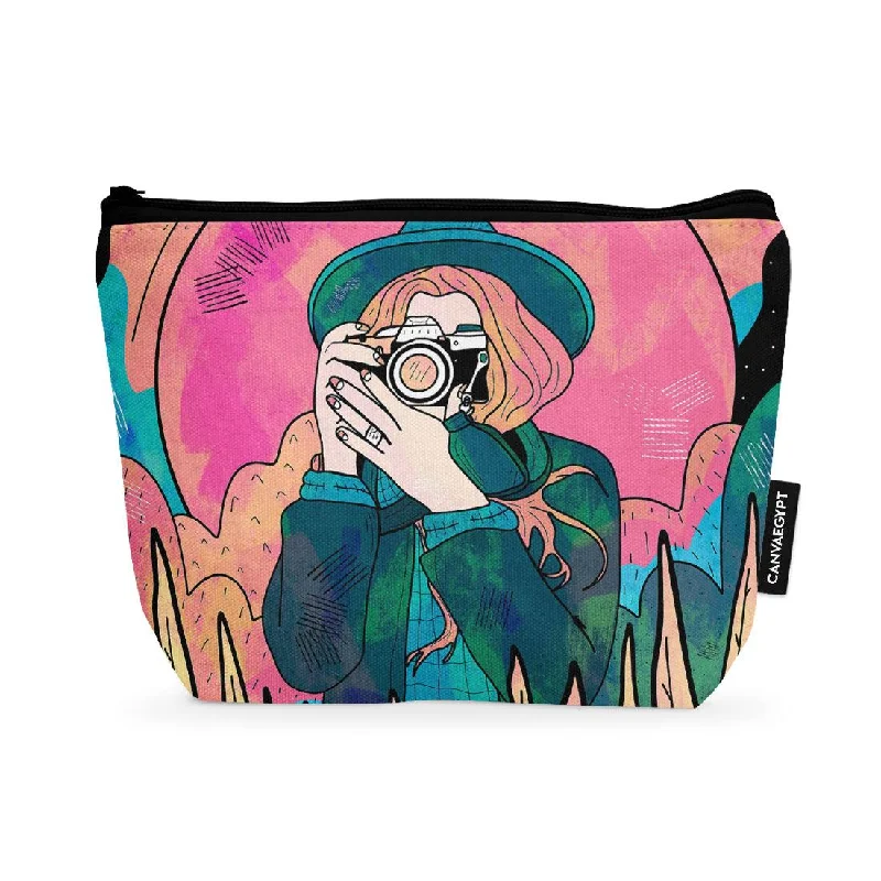 Color-blocked makeup bag with bold primary colors for a trendy styleMakeup Pouch The Space Photographer