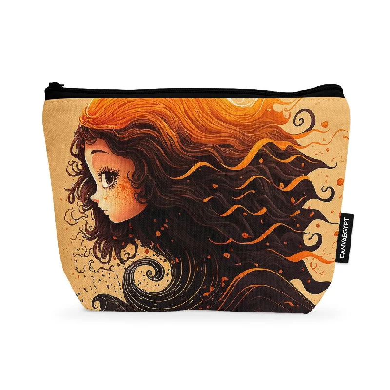 Makeup bag with a tassel or fringe detail for a bohemian vibeMakeup Pouch Wavy Girl