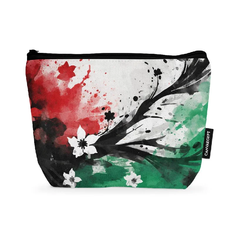 Silk-lined makeup bag with a smooth interior to protect cosmeticsMakeup Pouch Women Palestine sail