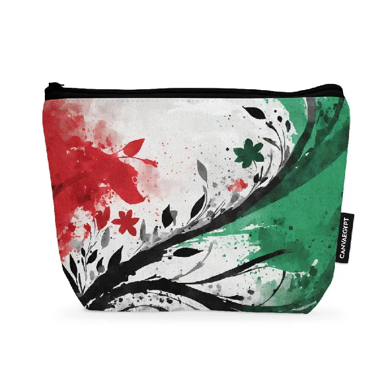 Vegan leather makeup bag made from recycled materials for eco-friendlinessMakeup Pouch Women Palestine up