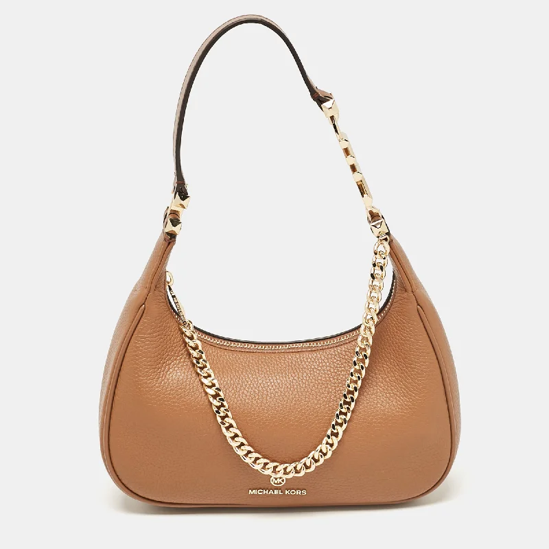 Hobo bag with a large capacity and multiple interior pockets for organizationMichael Kors Brown Leather Small Piper Hobo