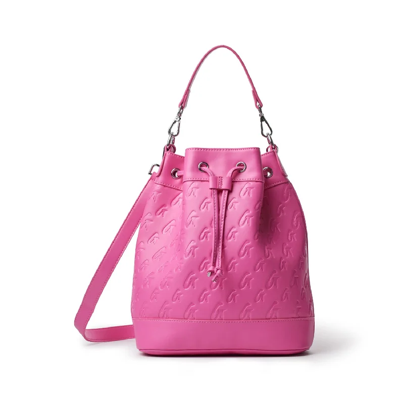 Bucket bag with a hidden anti - theft pocket for securityLARGE MONOGRAM BUCKET BAG - HOT PINK