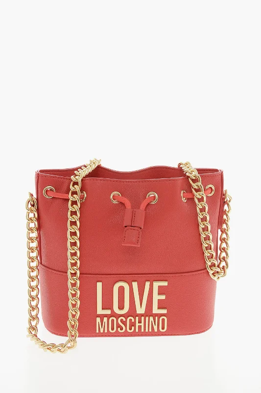 Color - blocked bucket bag with bold and bright hues for a statement pieceMoschino Love Faux Leather Bucket Bag With Golden Logo