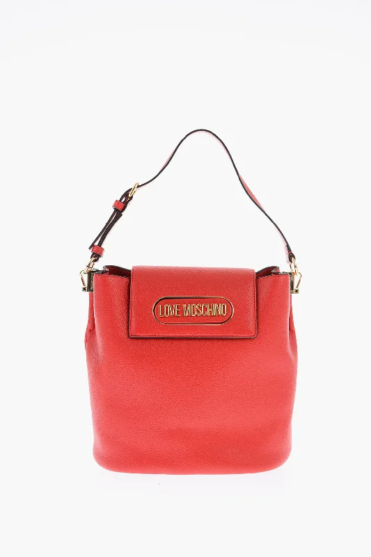 Plus - size bucket bag with a spacious interior for carrying daily essentialsMoschino Love Textured Faux Leather Bucket Bag With Magnetic Closure