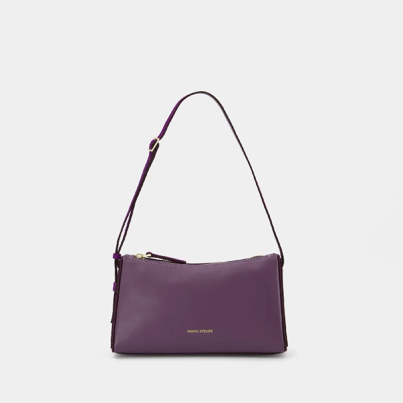 Hobo bag with a large capacity and multiple interior pockets for organizationMini Prism Hobo Bag - Manu Atelier - Steel/Purple - Leather