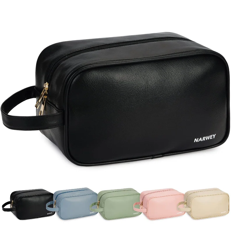 Studded makeup bag with a punk-rock edgePU Leather Travel Toiletry Bag Dopp Kit