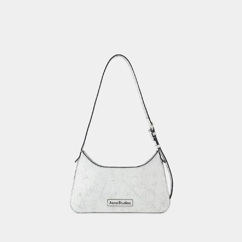 Silk hobo bag with a delicate print for a feminine lookPlatt Mini Crackle Hobo Bag - Acne Studios - Leather - White