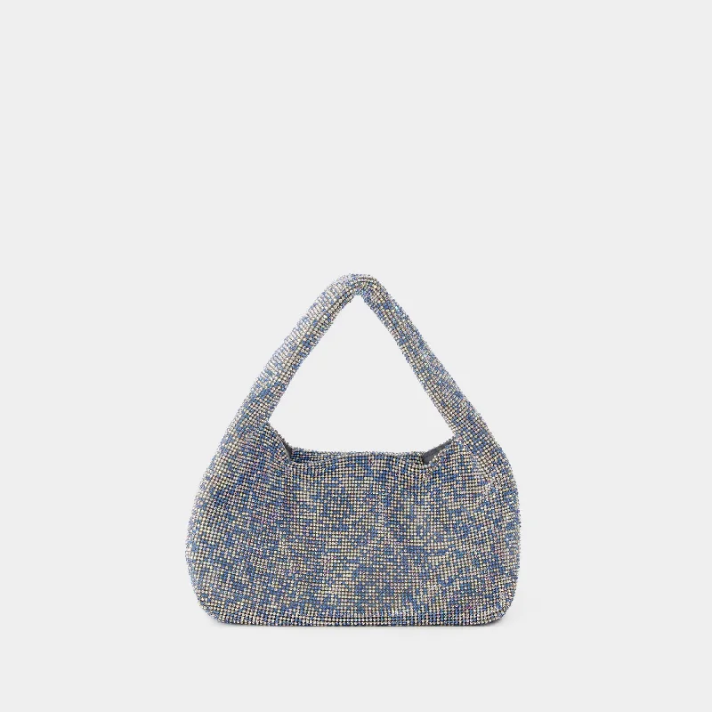 Plus - size hobo bag with a roomy interior for carrying essentialsMini Crystal Mesh Armpit Bag - Kara - Polyester - Blue Pixel