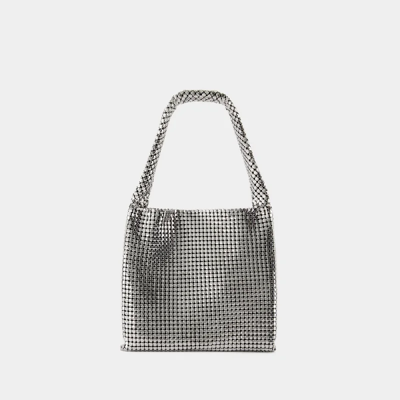 Hobo bag with a detachable pouch for extra storageMedium Silver Pixel Shoulder Bag - Rabanne - Aluminium - Silver