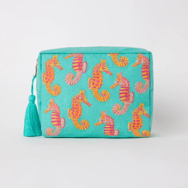 Makeup bag with a detachable pouch for easy sorting of itemsSeahorse Wash Bag