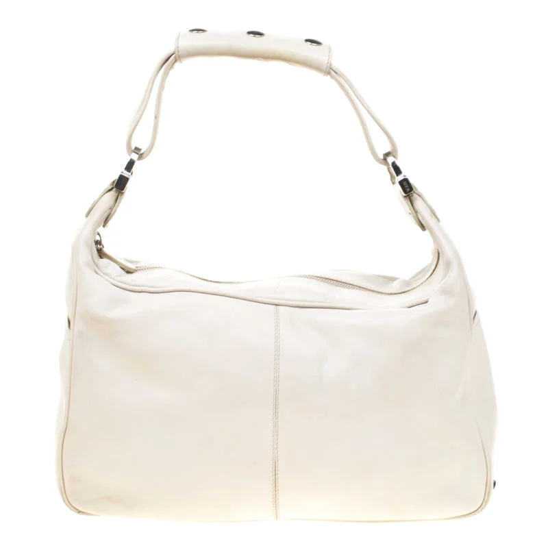 Plus - size hobo bag with a roomy interior for carrying essentialsTod's Off-White Leather Hobo