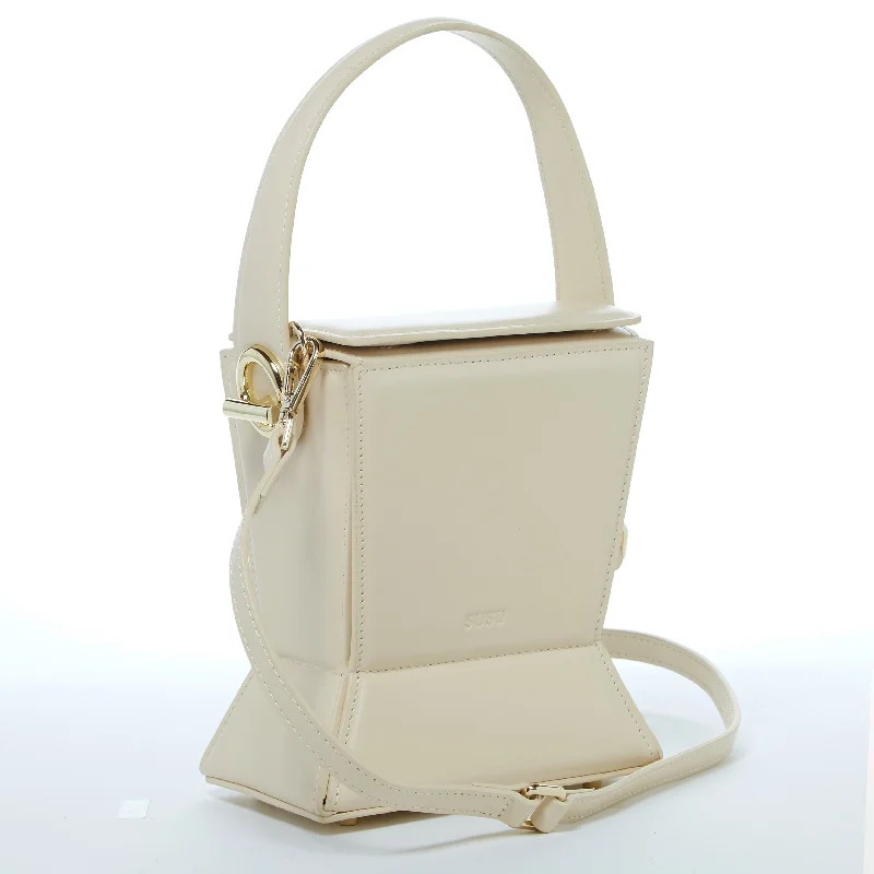 Vegan leather bucket bag for eco - friendly consumersAmber Leather Bucket Bag Off White