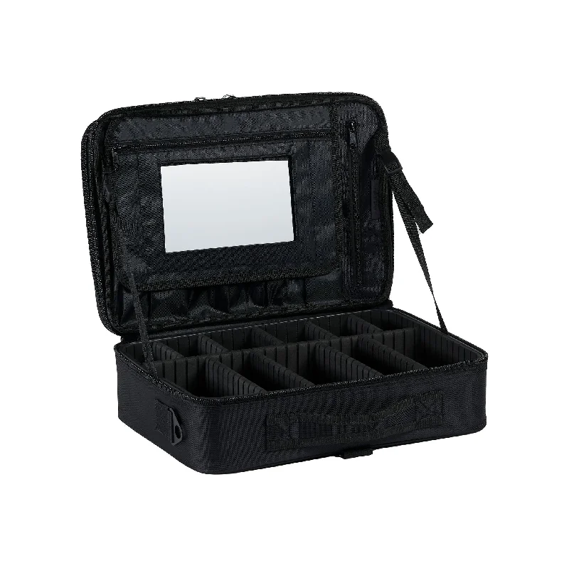 Laser-cut leather makeup bag with an intricate geometric patternTravel Makeup Case