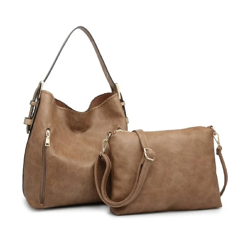 Women's leather hobo bag with a distressed finish for a vintage lookWomen's Alexa Hobo Bag In Python Taupe